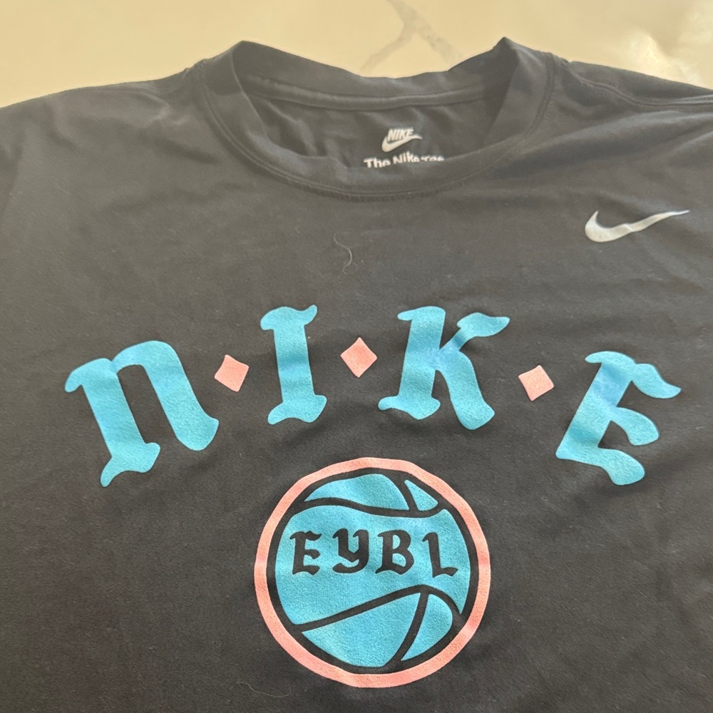 Nike EYBL long sleeve dry fit Black Tee with Blue and Pink EYBL Graphic